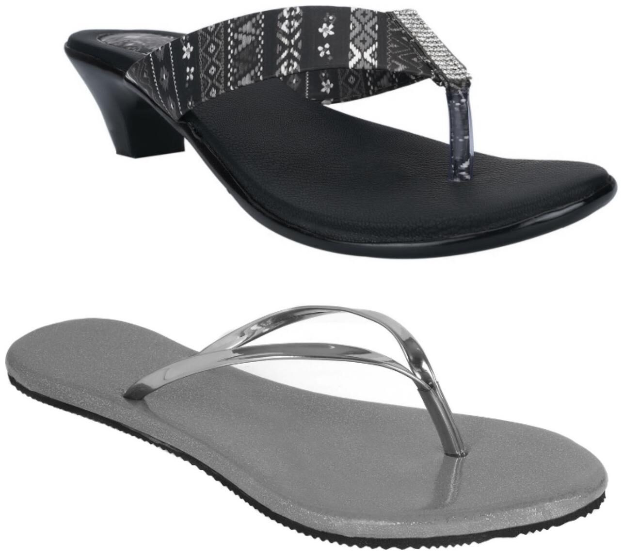 

Indirang Women Multi-Color Heeled Sandals - 2 Pair