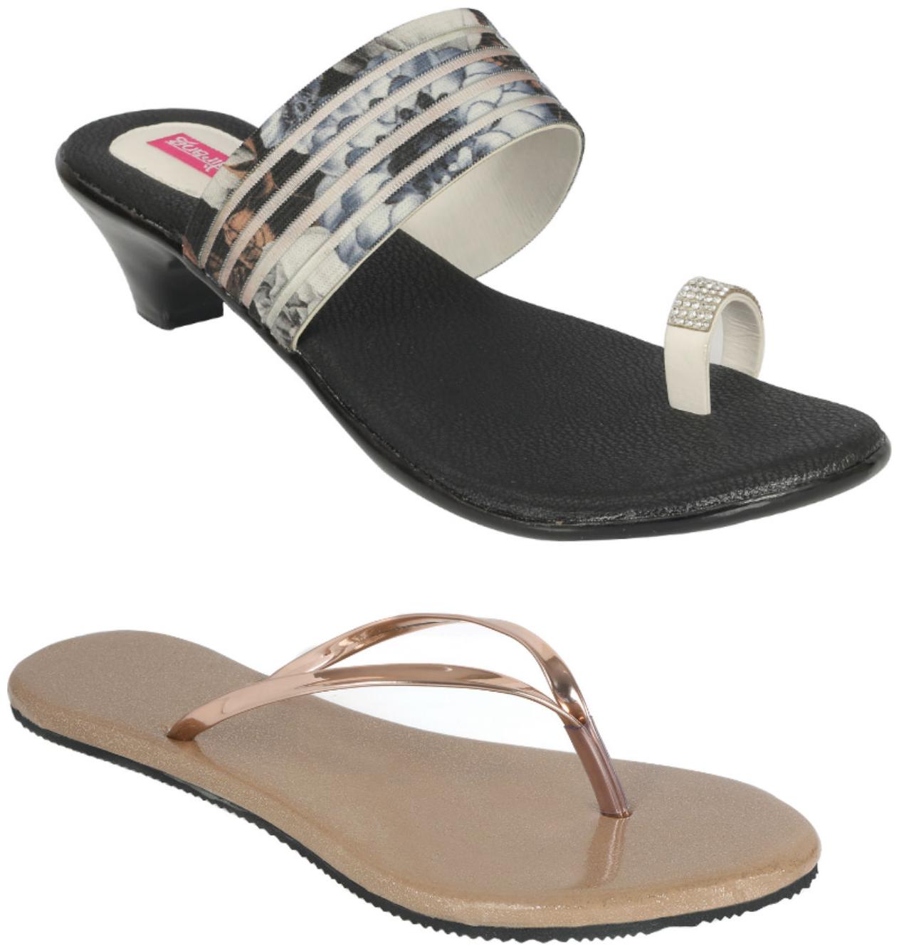 

Indirang Women Multi-Color Heeled Sandals - 2 Pair