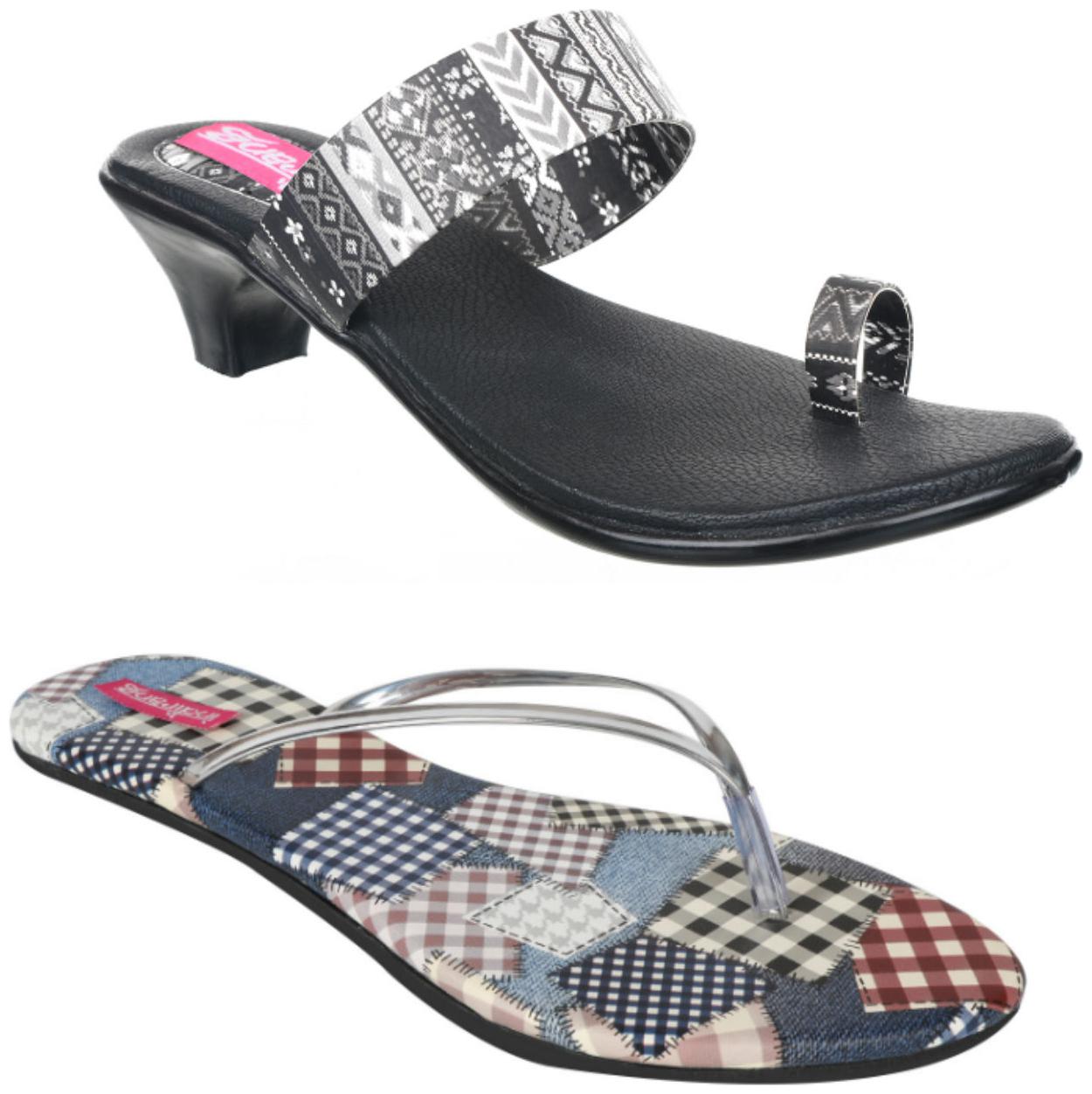 

Indirang Women Multi-Color Heeled Sandals - 2 Pair
