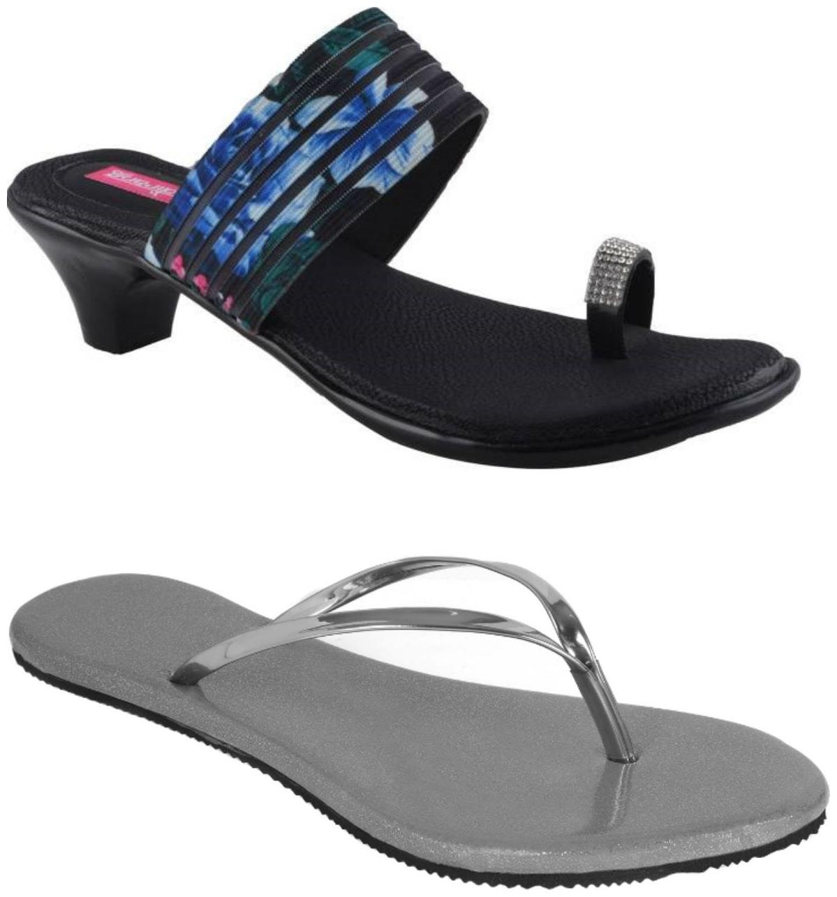 

Indirang Women Multi-Color Heeled Sandals - 2 Pair