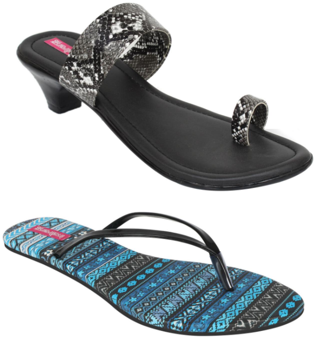 

Indirang Women Multi-Color Heeled Sandals - 2 Pair