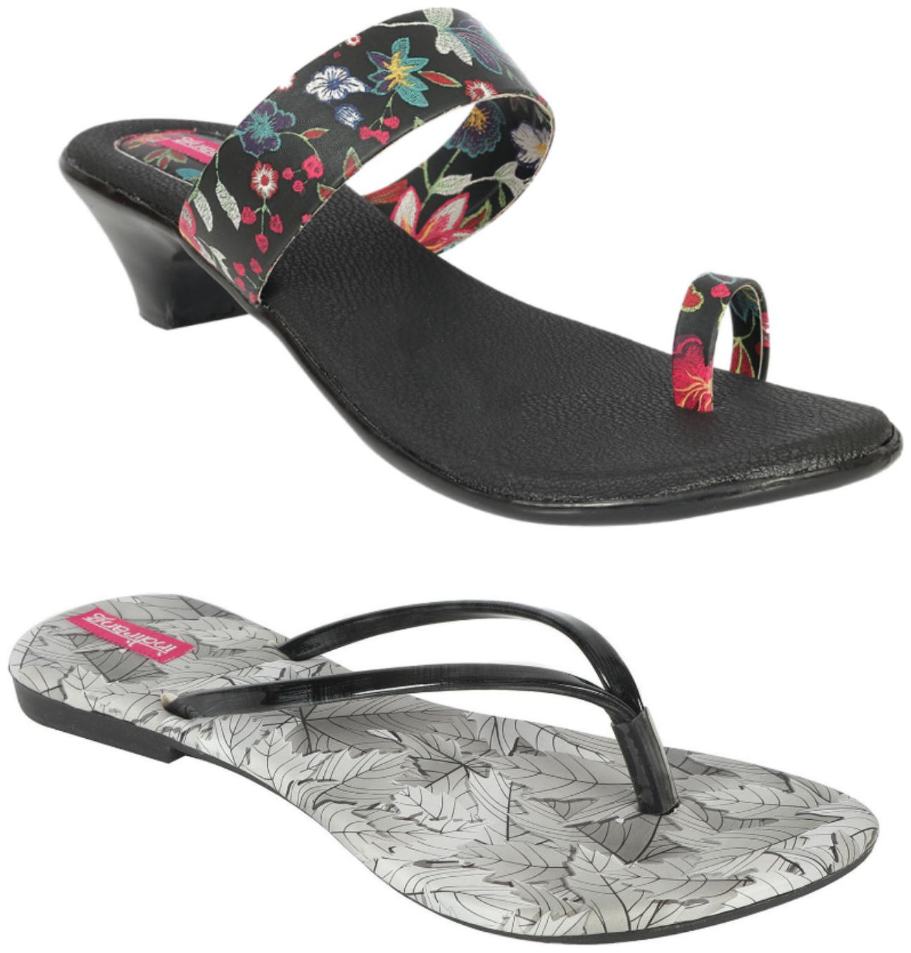 

Indirang Women Multi-Color Heeled Sandals - 2 Pair