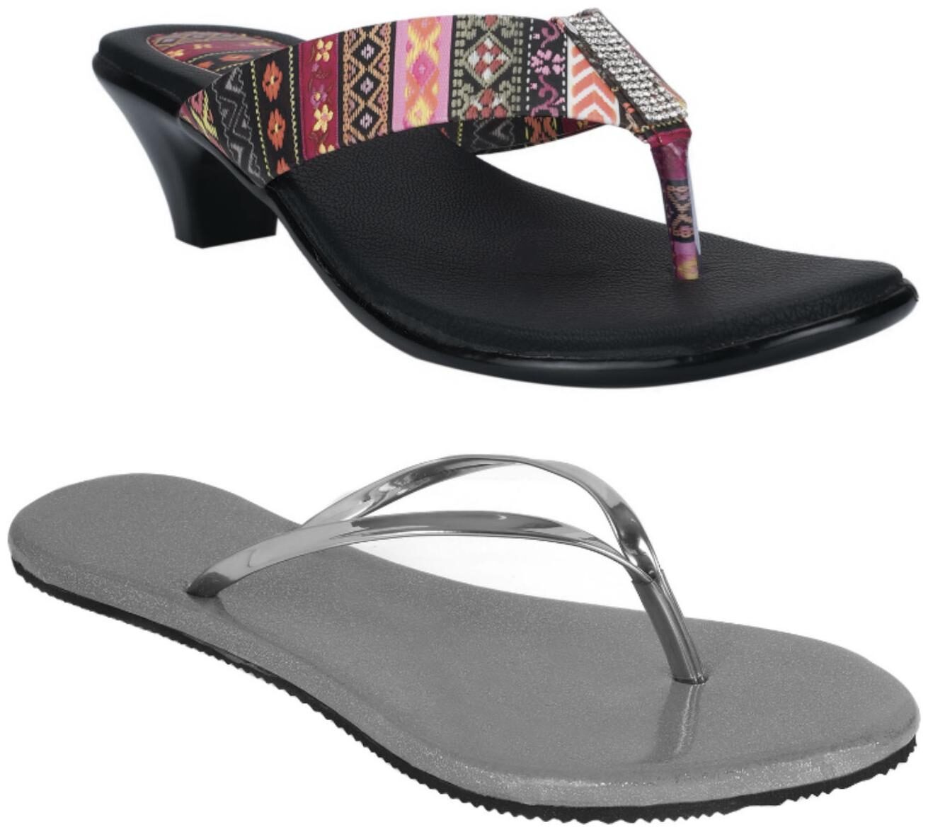 

Indirang Women Multi-Color Heeled Sandals - 2 Pair