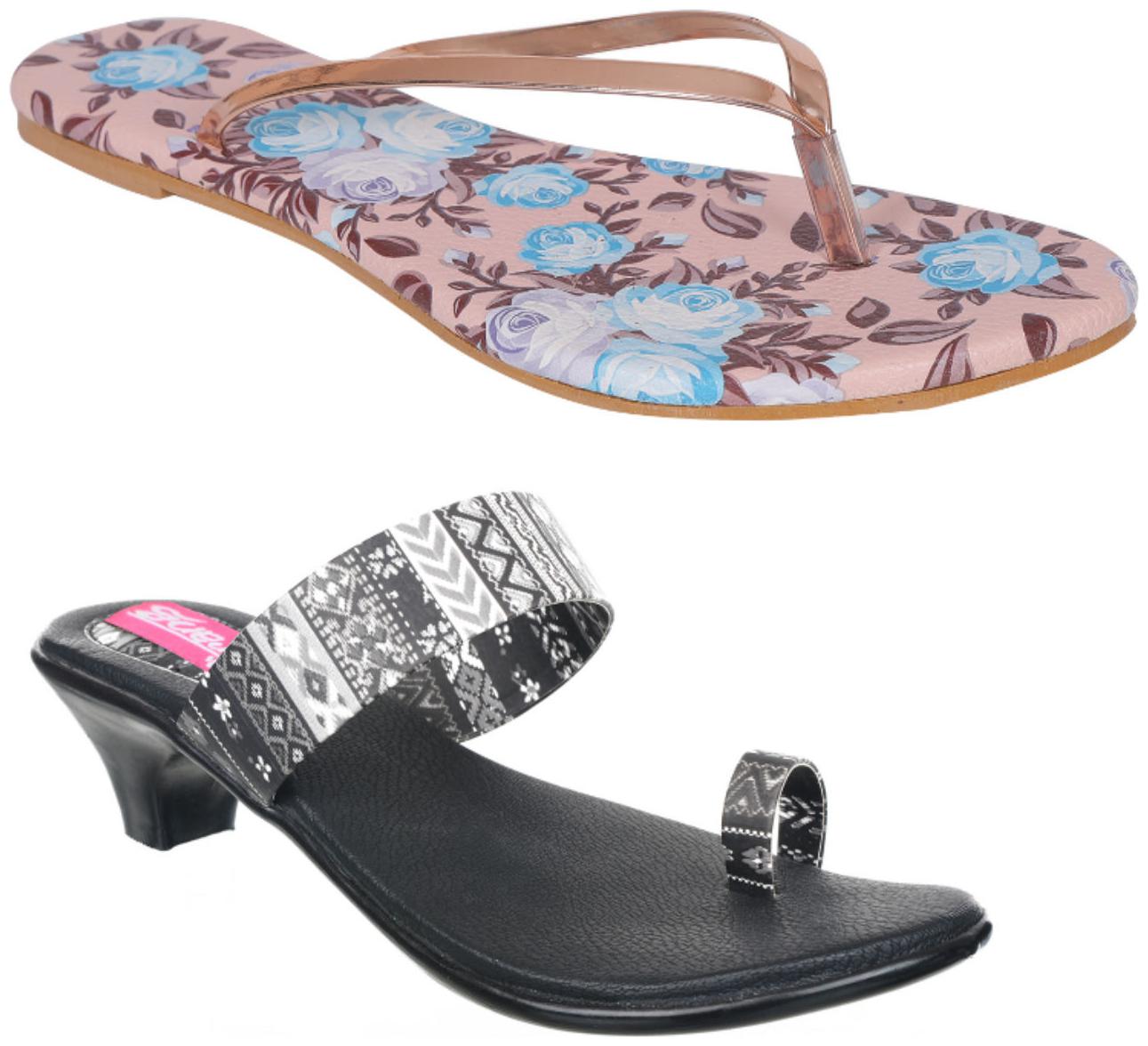 

Indirang Women Multi-Color Heeled Sandals - 2 Pair
