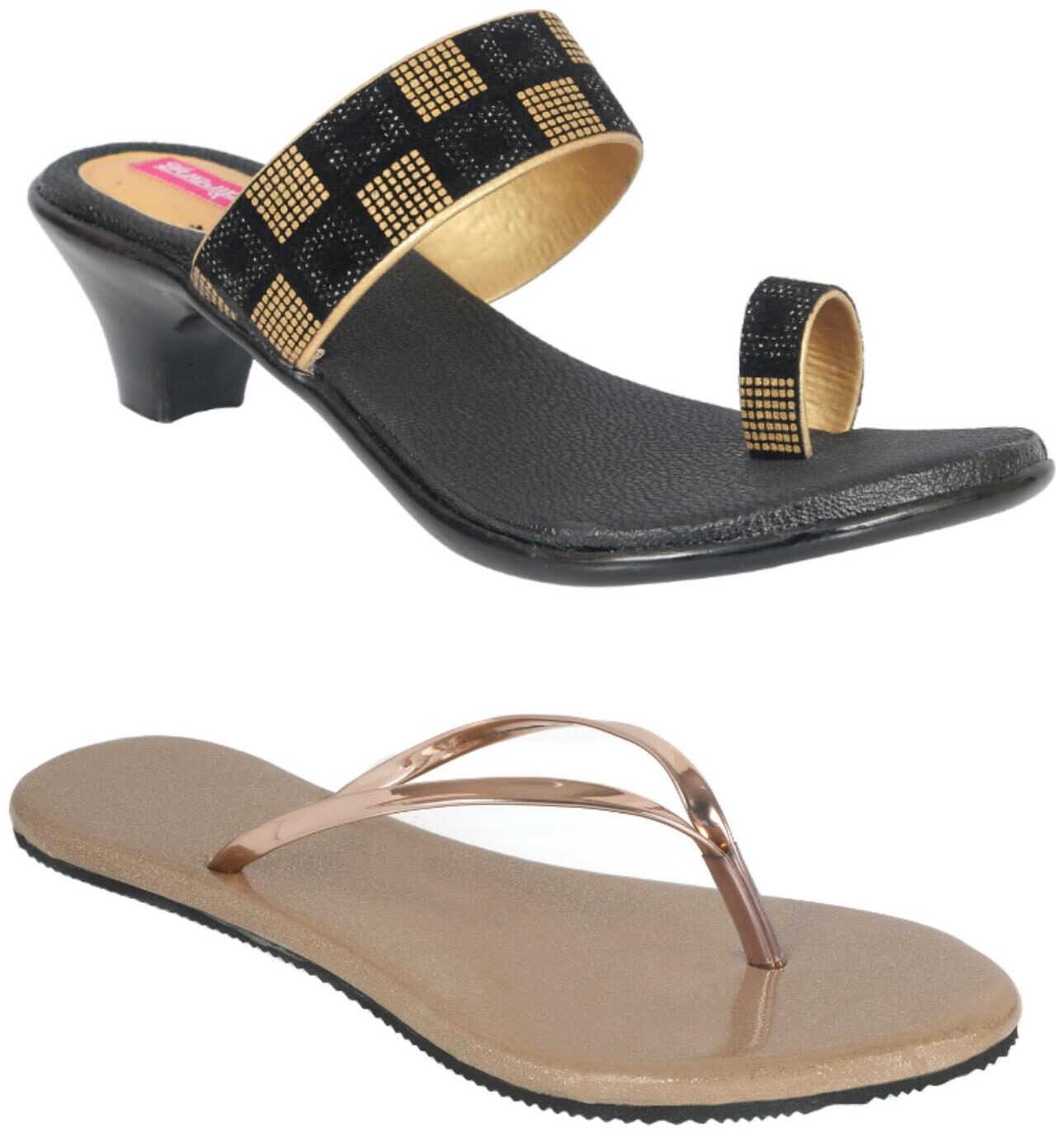 

Indirang Women Multi-Color Heeled Sandals - 2 Pair