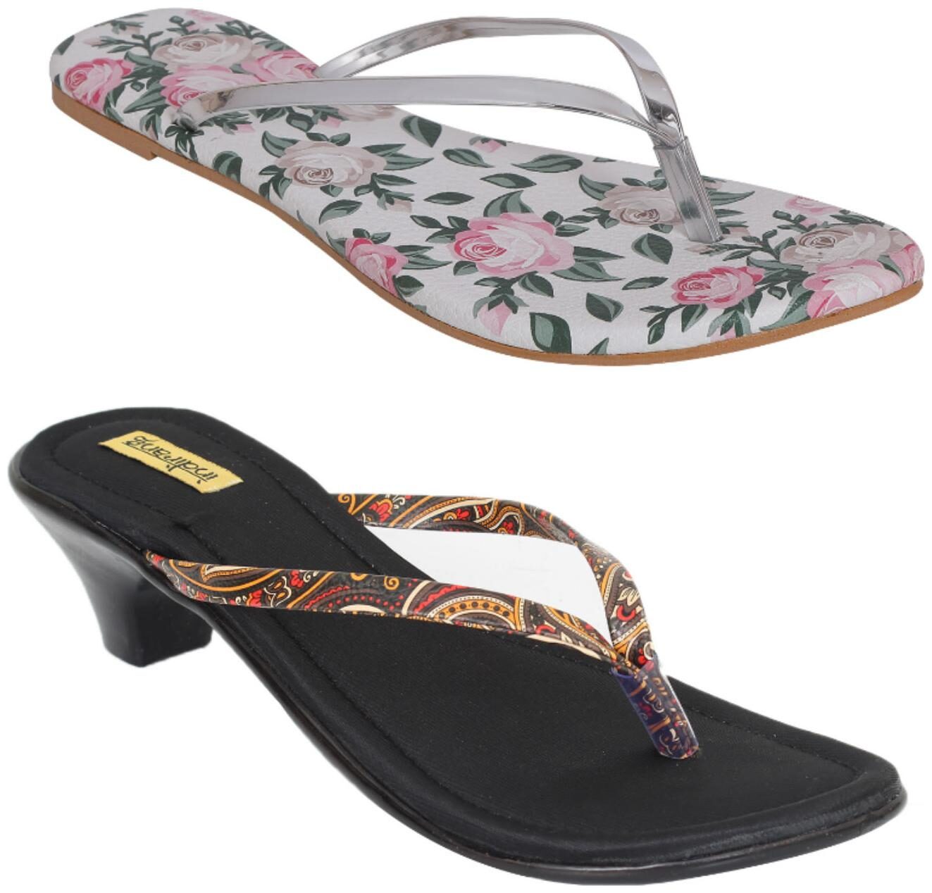 

Indirang Women Multi-Color Heeled Sandals - 2 Pair