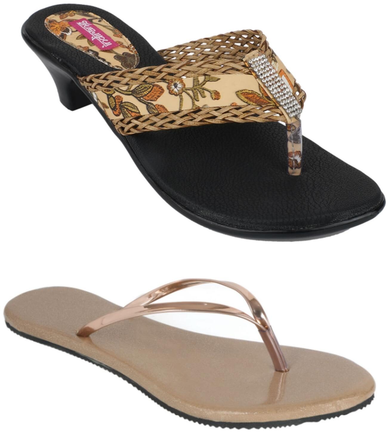 

Indirang Women Multi-Color Heeled Sandals - 2 Pair