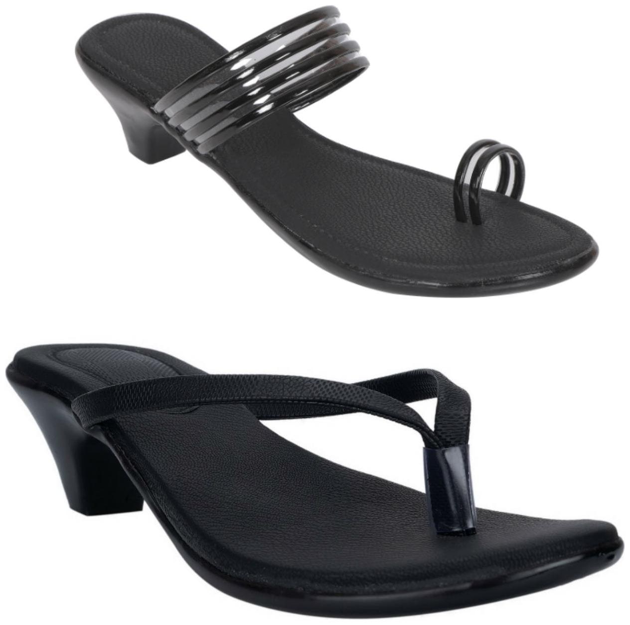 

Indirang Women Black Heeled Sandals - 2 Pair