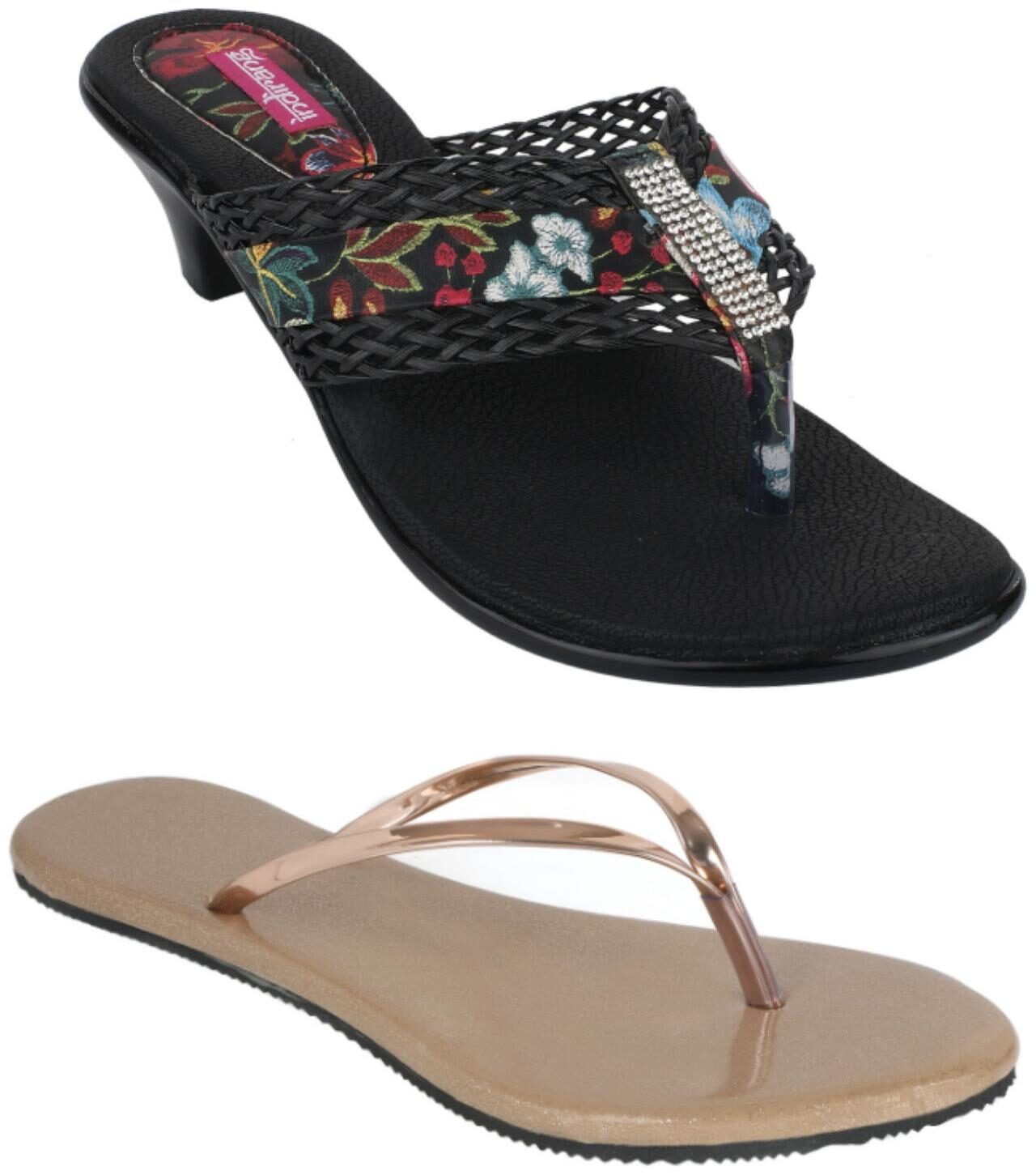 

Indirang Women Multi-Color Heeled Sandals - 2 Pair