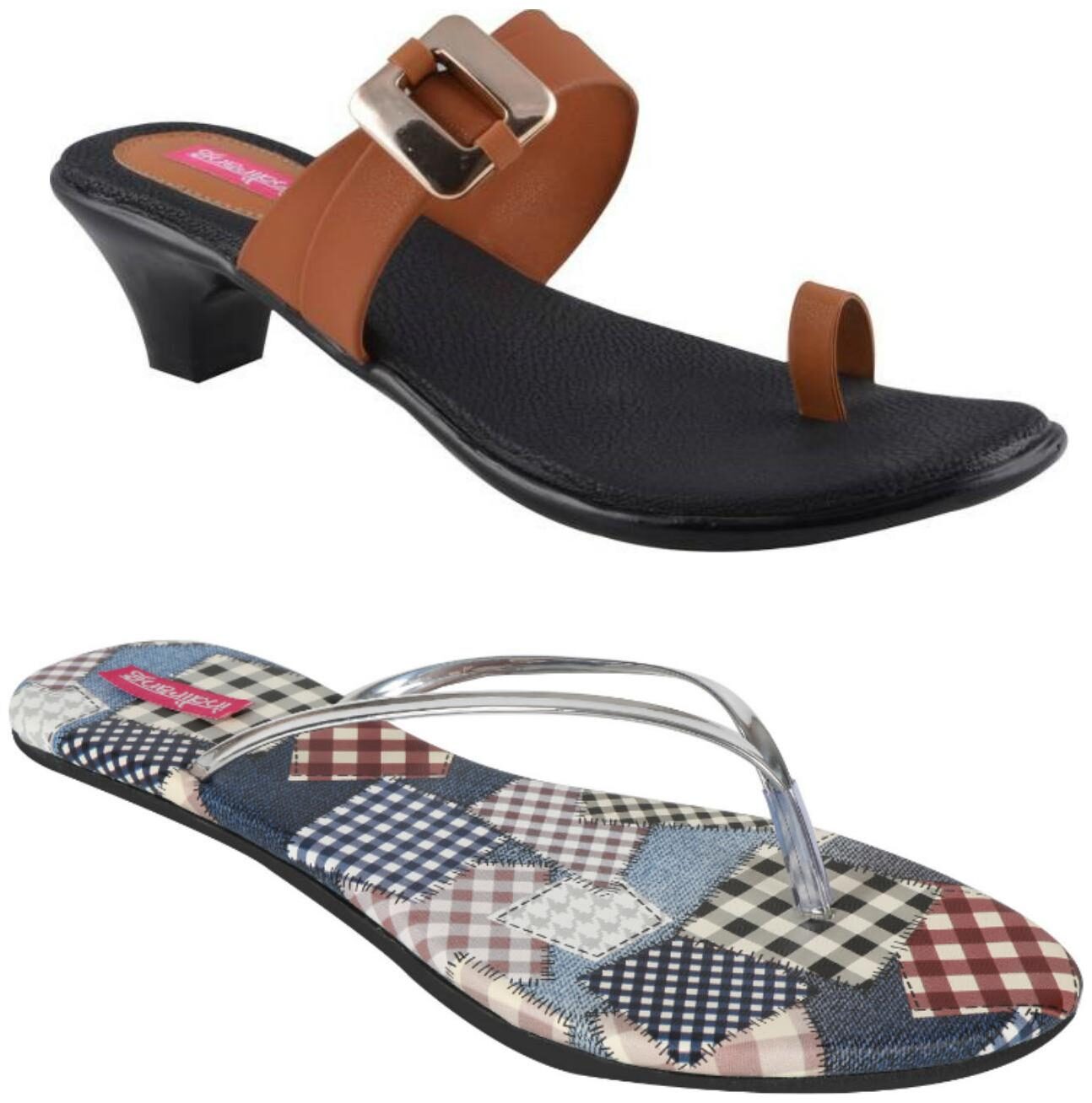 

Indirang Women Multi-Color Heeled Sandals - 2 Pair