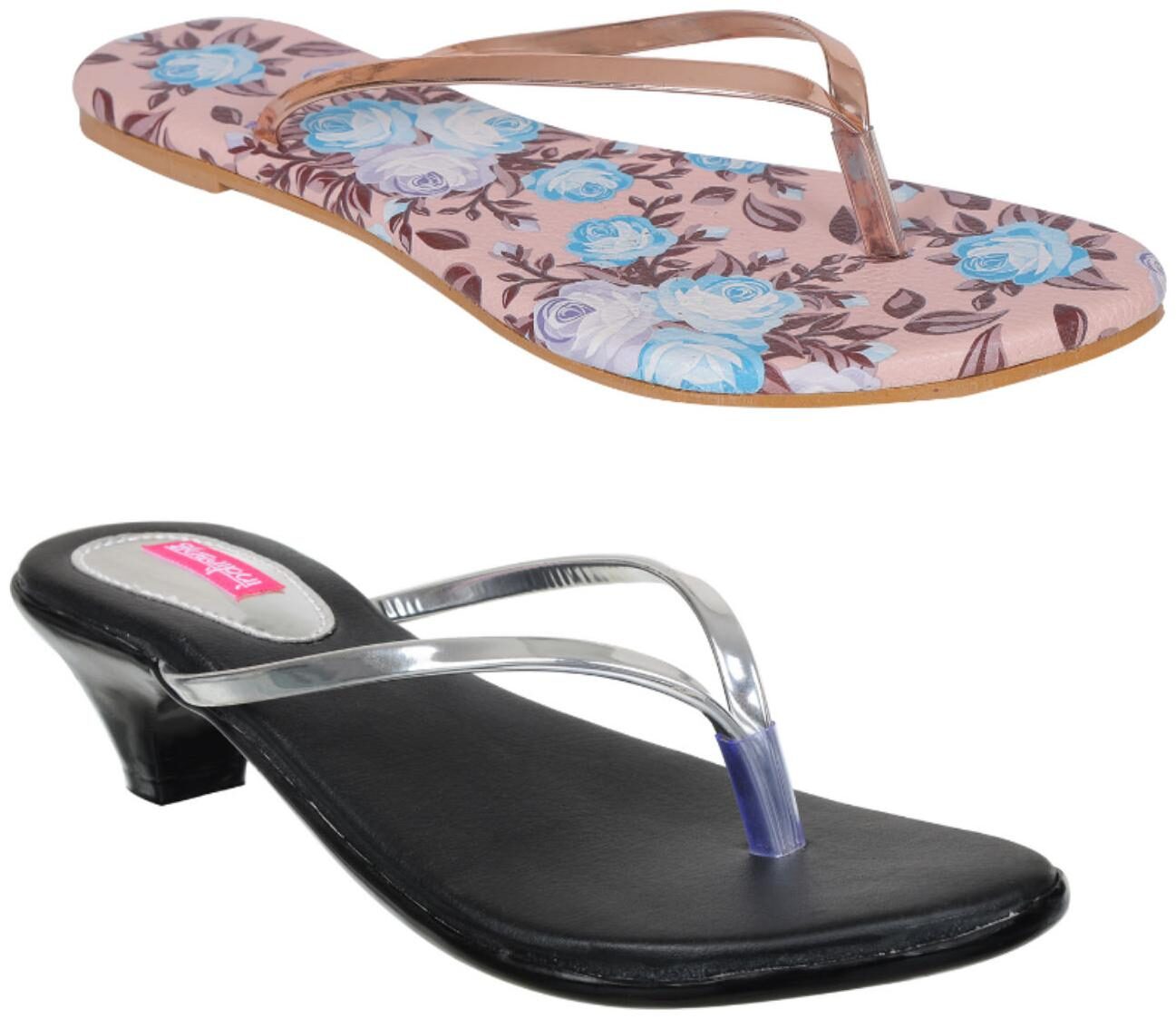 

Indirang Women Multi-Color Heeled Sandals - 2 Pair