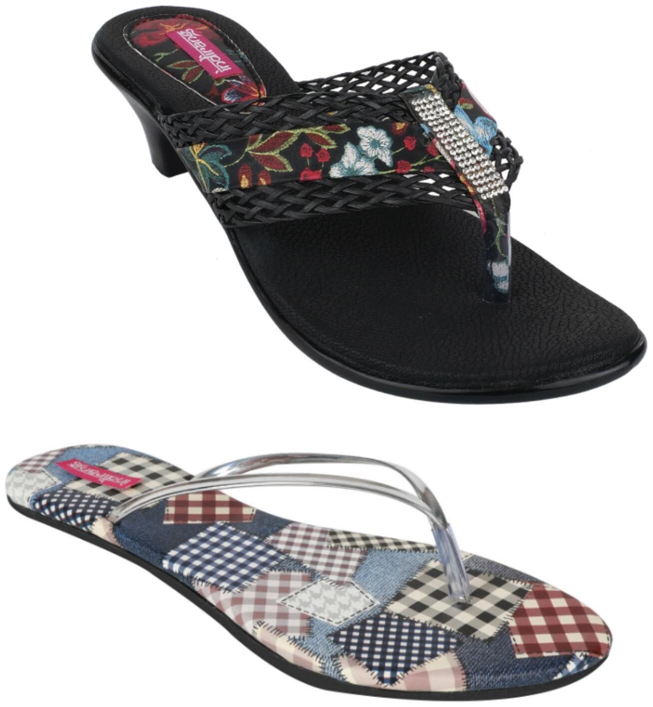 

Indirang Women Multi-Color Heeled Sandals - 2 Pair