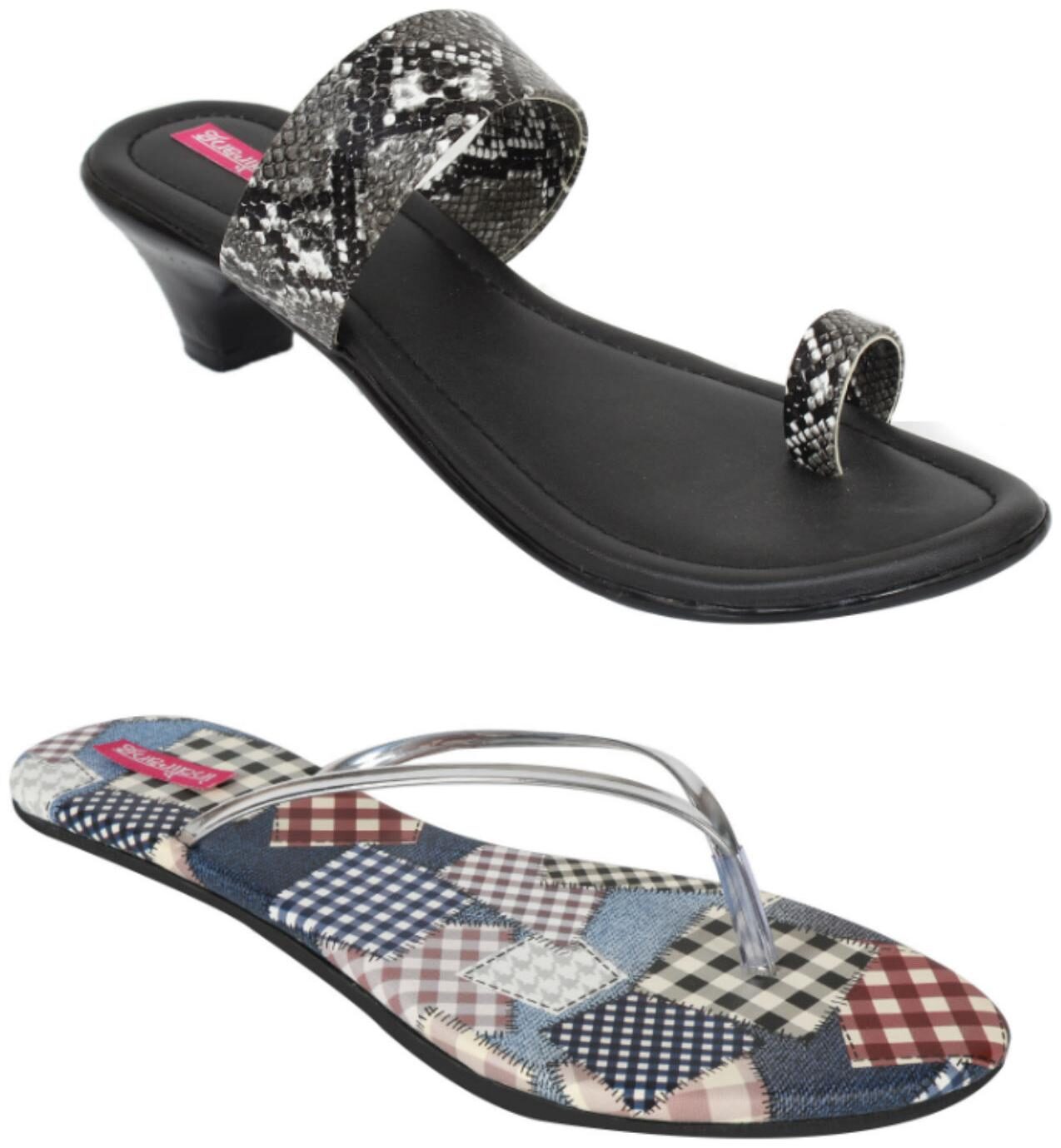 

Indirang Women Multi-Color Heeled Sandals - 2 Pair