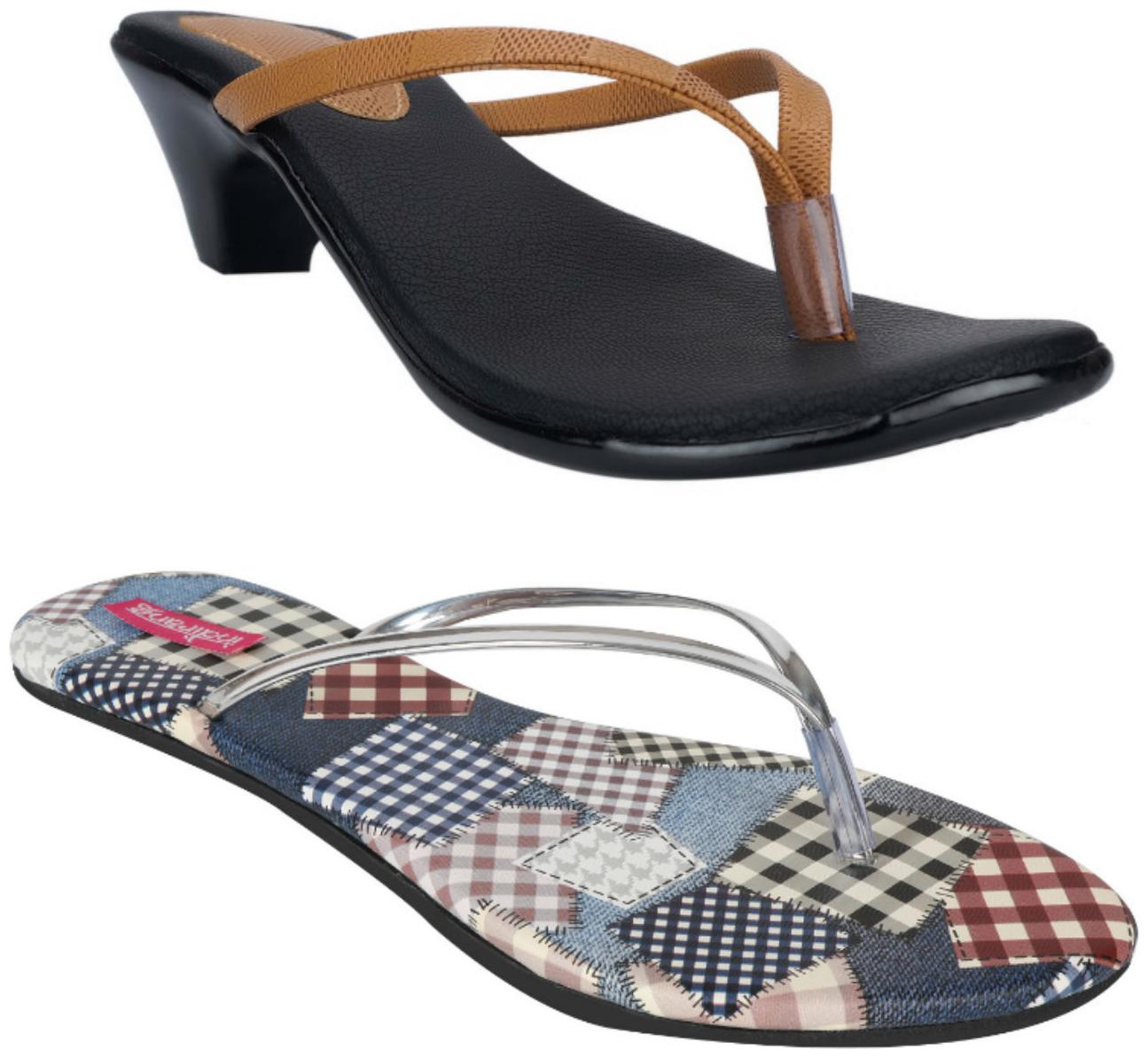 

Indirang Women Multi-Color Heeled Sandals - 2 Pair