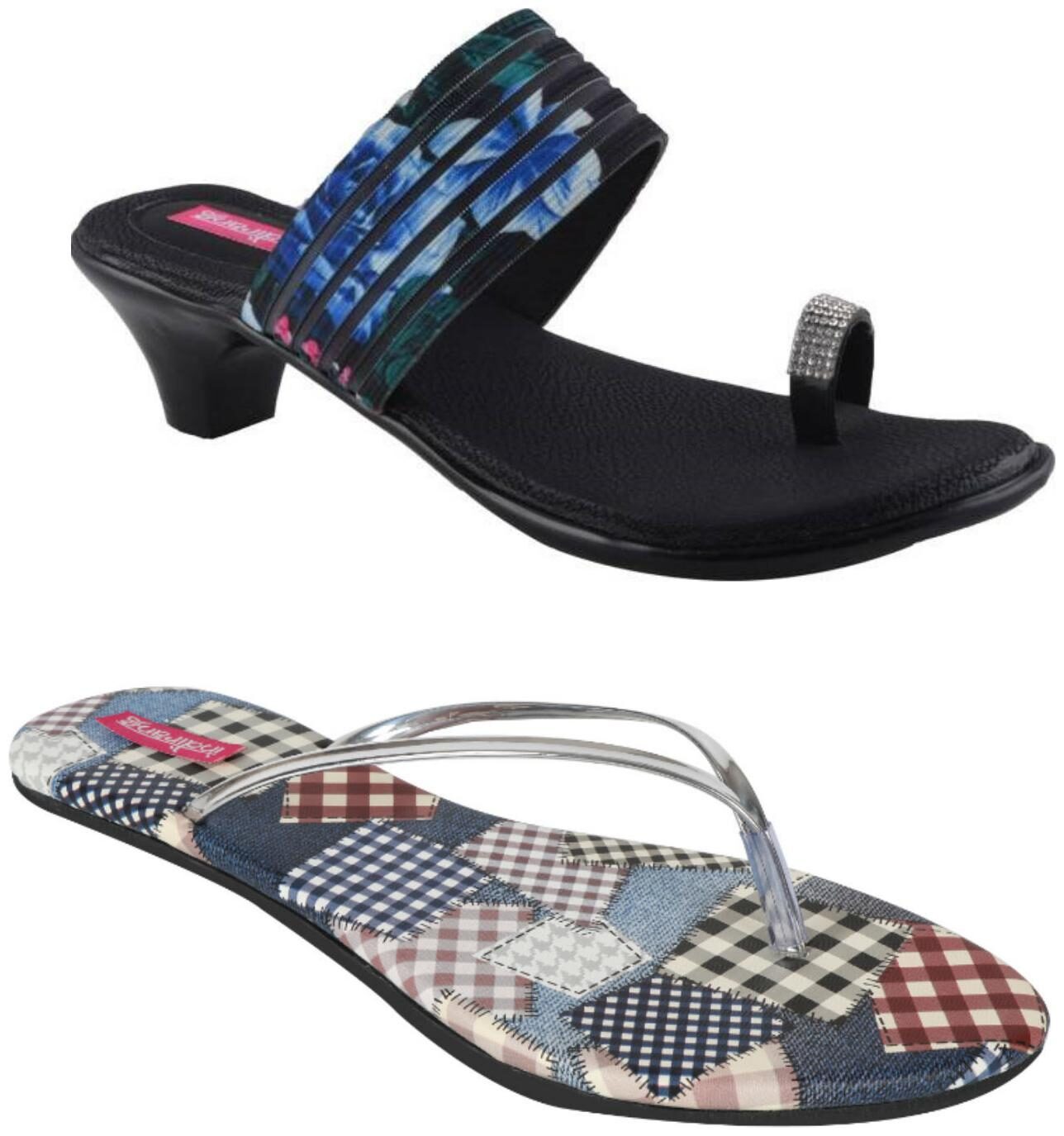 

Indirang Women Multi-Color Heeled Sandals - 2 Pair