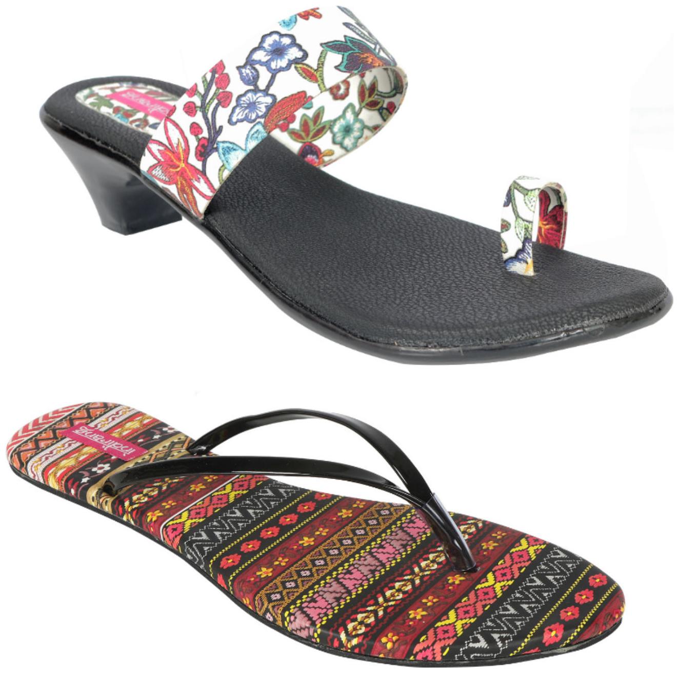 

Indirang Women Multi-Color Heeled Sandals - 2 Pair