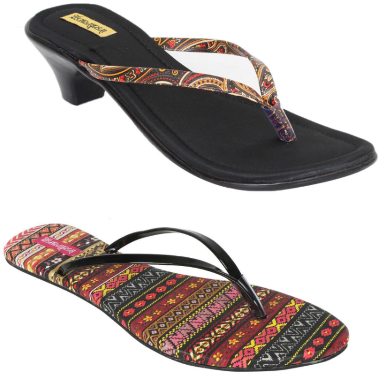 

Indirang Women Multi-Color Heeled Sandals - 2 Pair