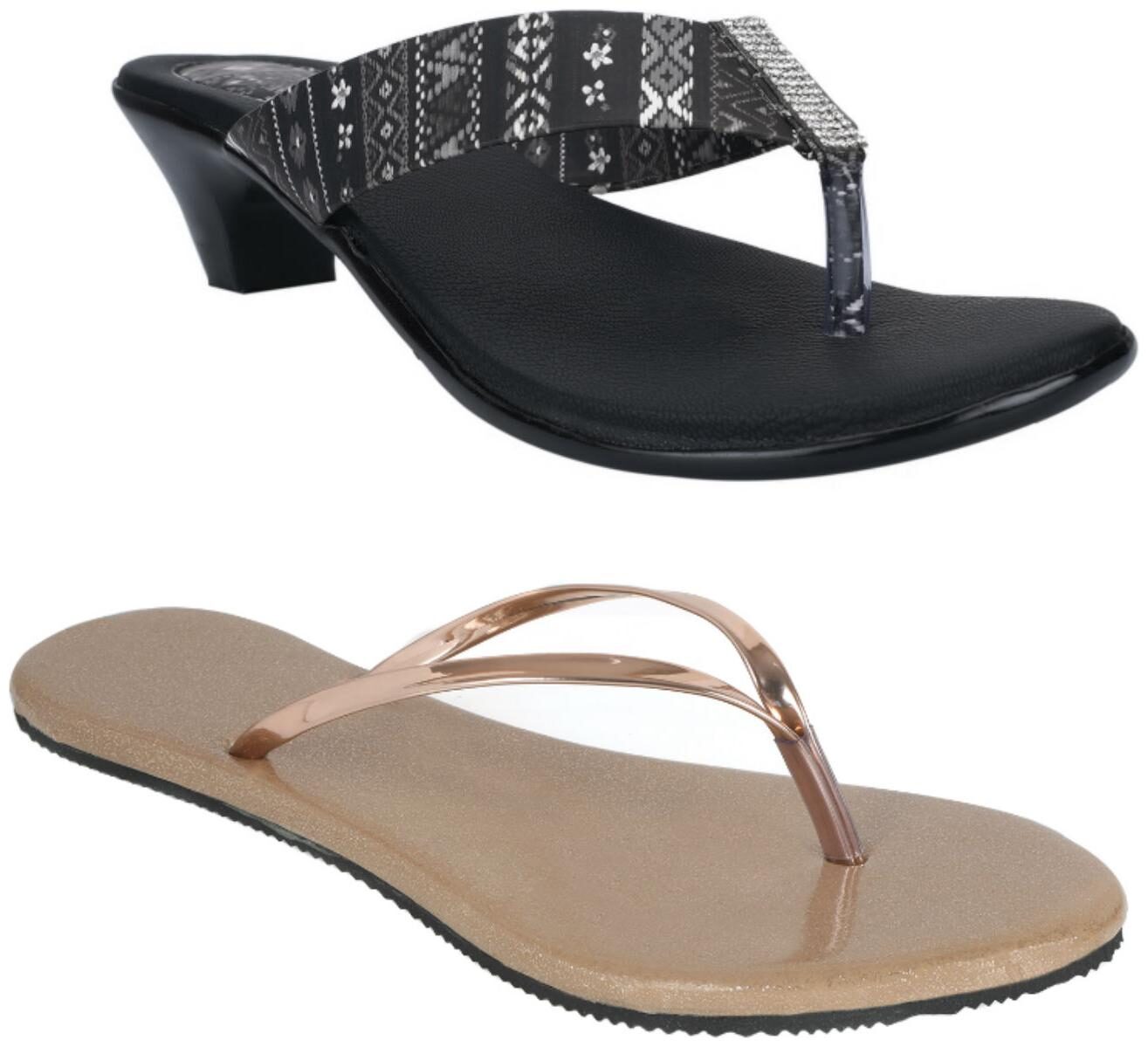 

Indirang Women Multi-Color Heeled Sandals - 2 Pair