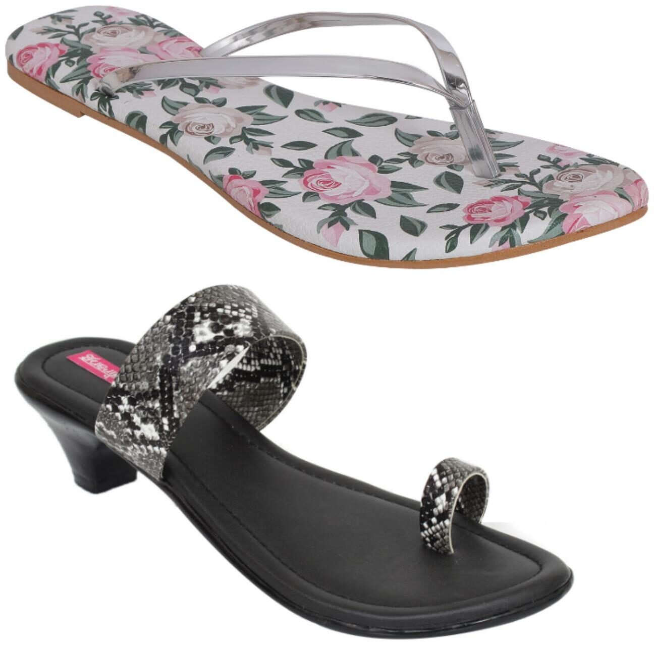 

Indirang Women Multi-Color Heeled Sandals - 2 Pair
