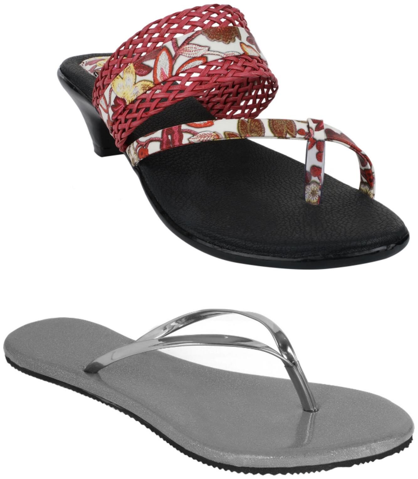 

Indirang Women Multi-Color Heeled Sandals - 2 Pair
