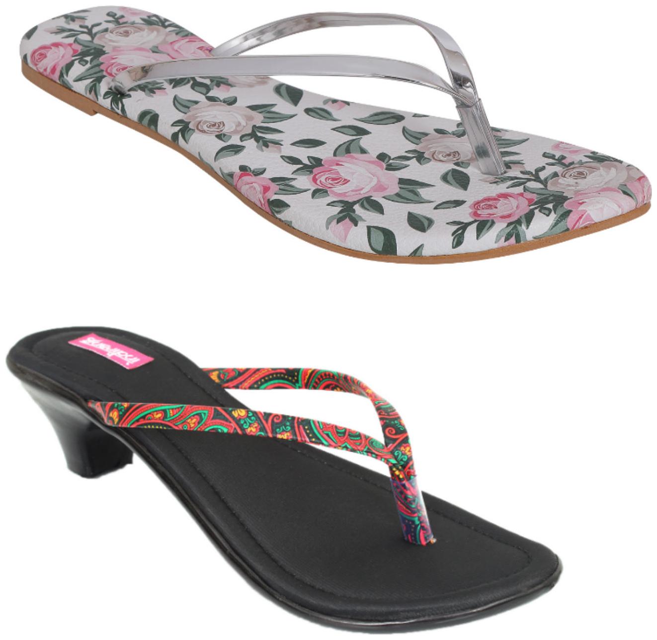 

Indirang Women Multi-Color Heeled Sandals - 2 Pair