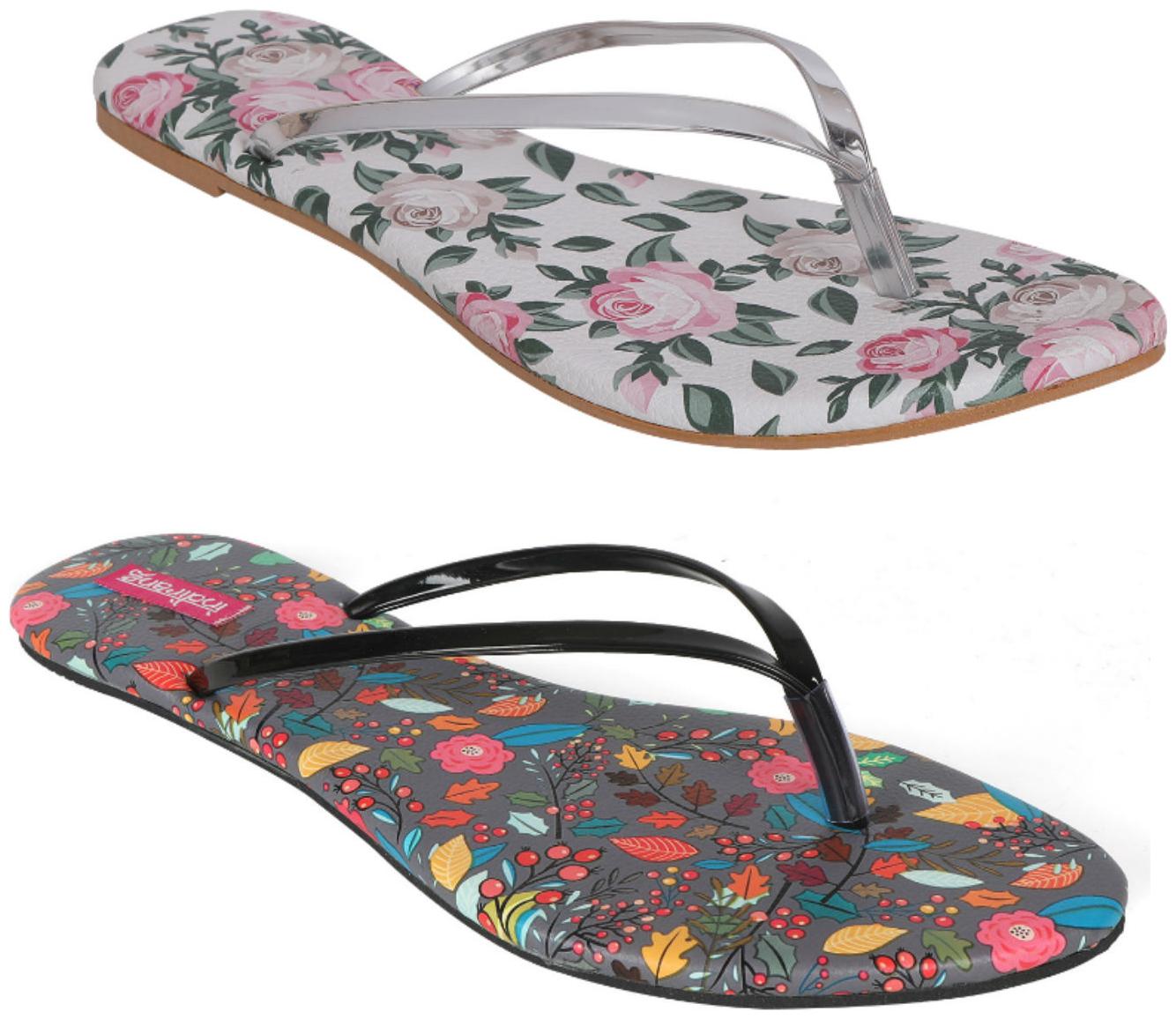 

Indirang Women s MultiColor Slippers (Pack of 2)