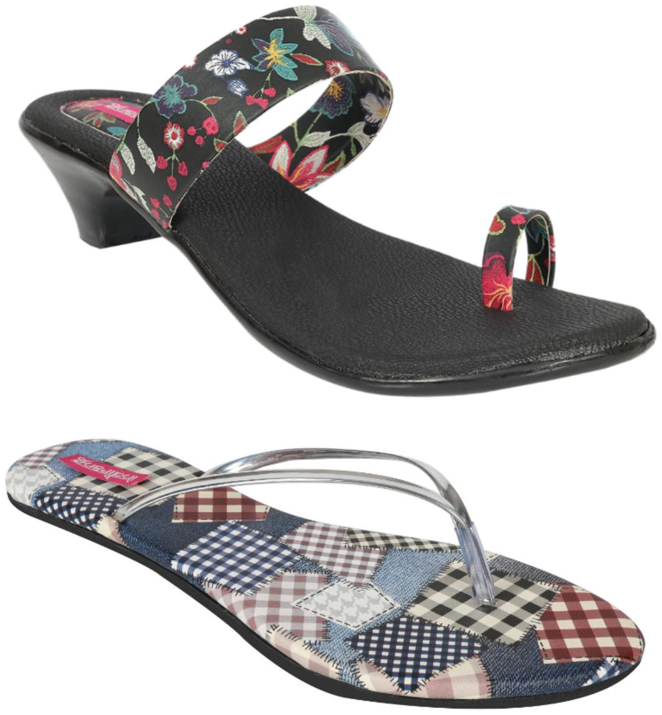 

Indirang Women Multi-Color Heeled Sandals - 2 Pair