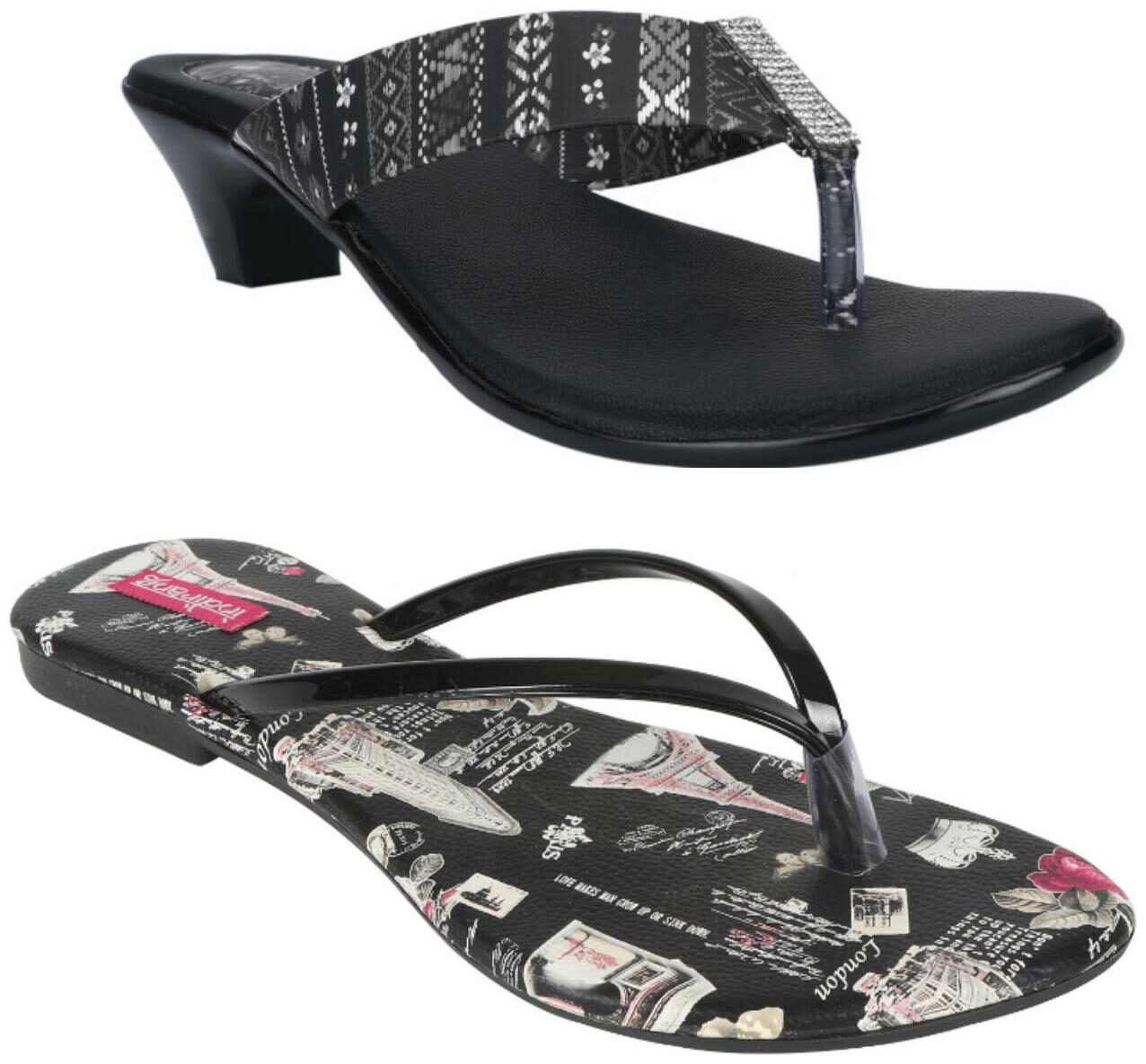 

Indirang Women Multi-Color Heeled Sandals - 2 Pair