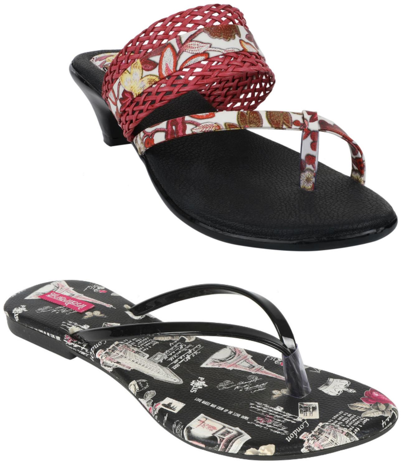 

Indirang Women Multi-Color Heeled Sandals - 2 Pair
