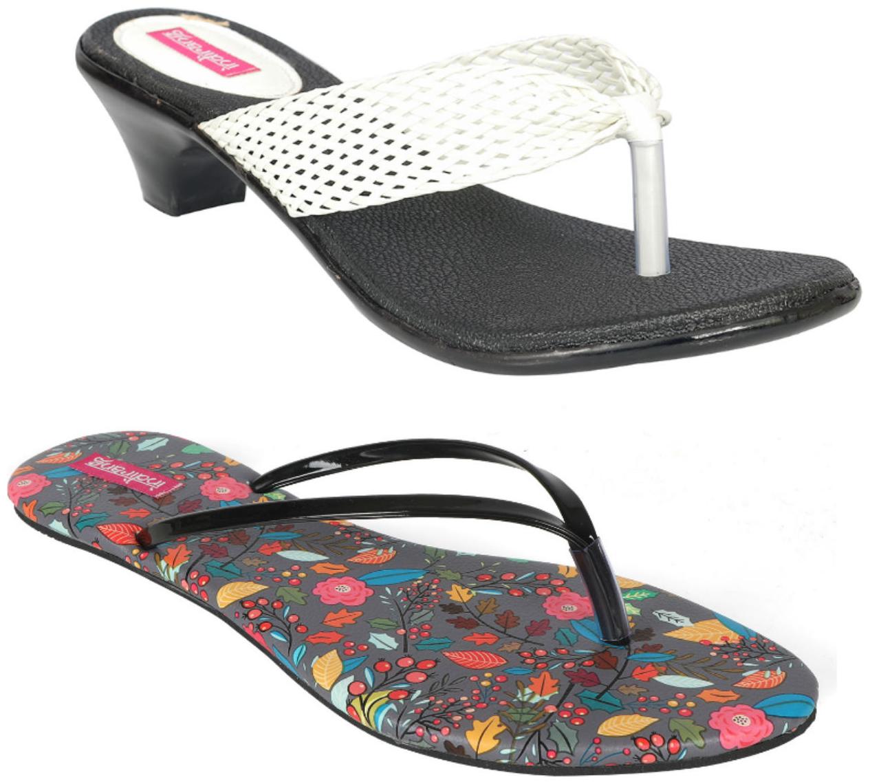 

Indirang Women Multi-Color Heeled Sandals - 2 Pair