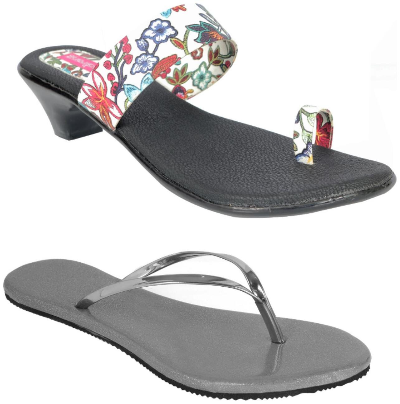 

Indirang Women Multi-Color Heeled Sandals - 2 Pair