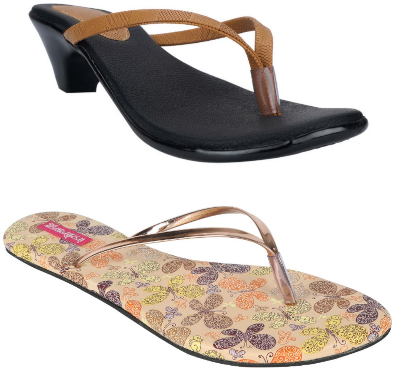 

Indirang Women Multi-Color Heeled Sandals - 2 Pair