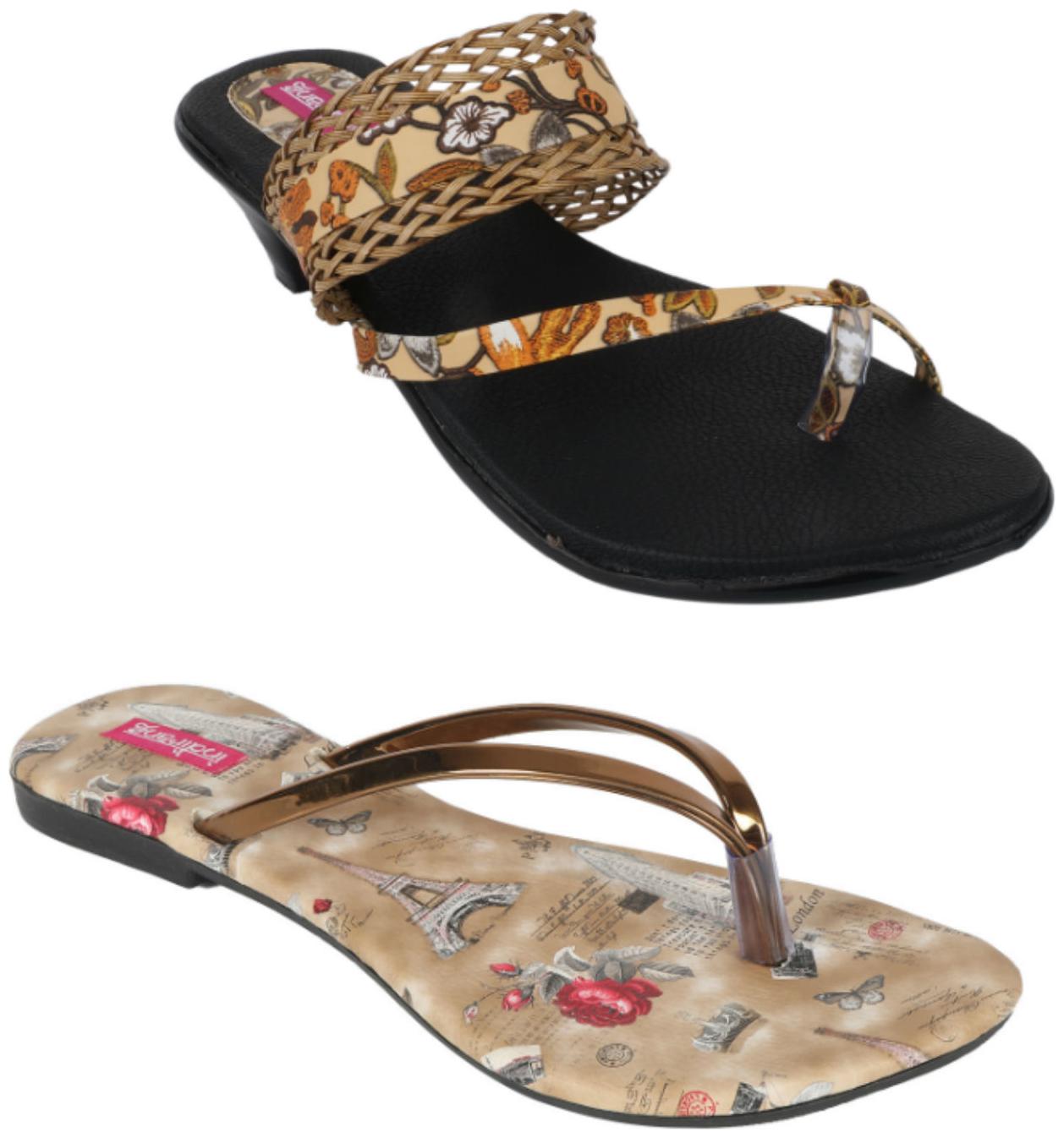 

Indirang Women Multi-Color Heeled Sandals - 2 Pair