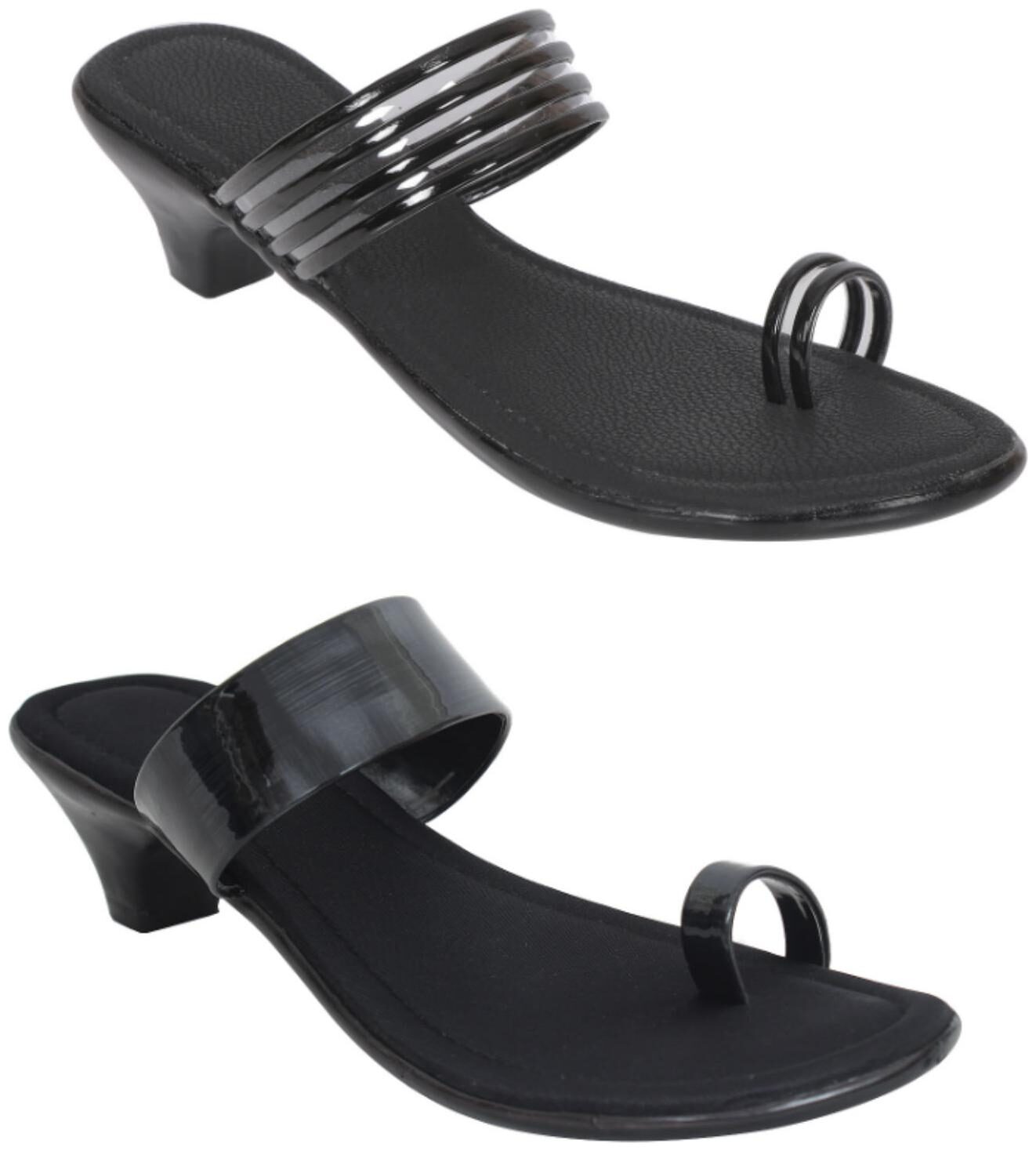 

Indirang Women Black Heeled Sandals - 2 Pair