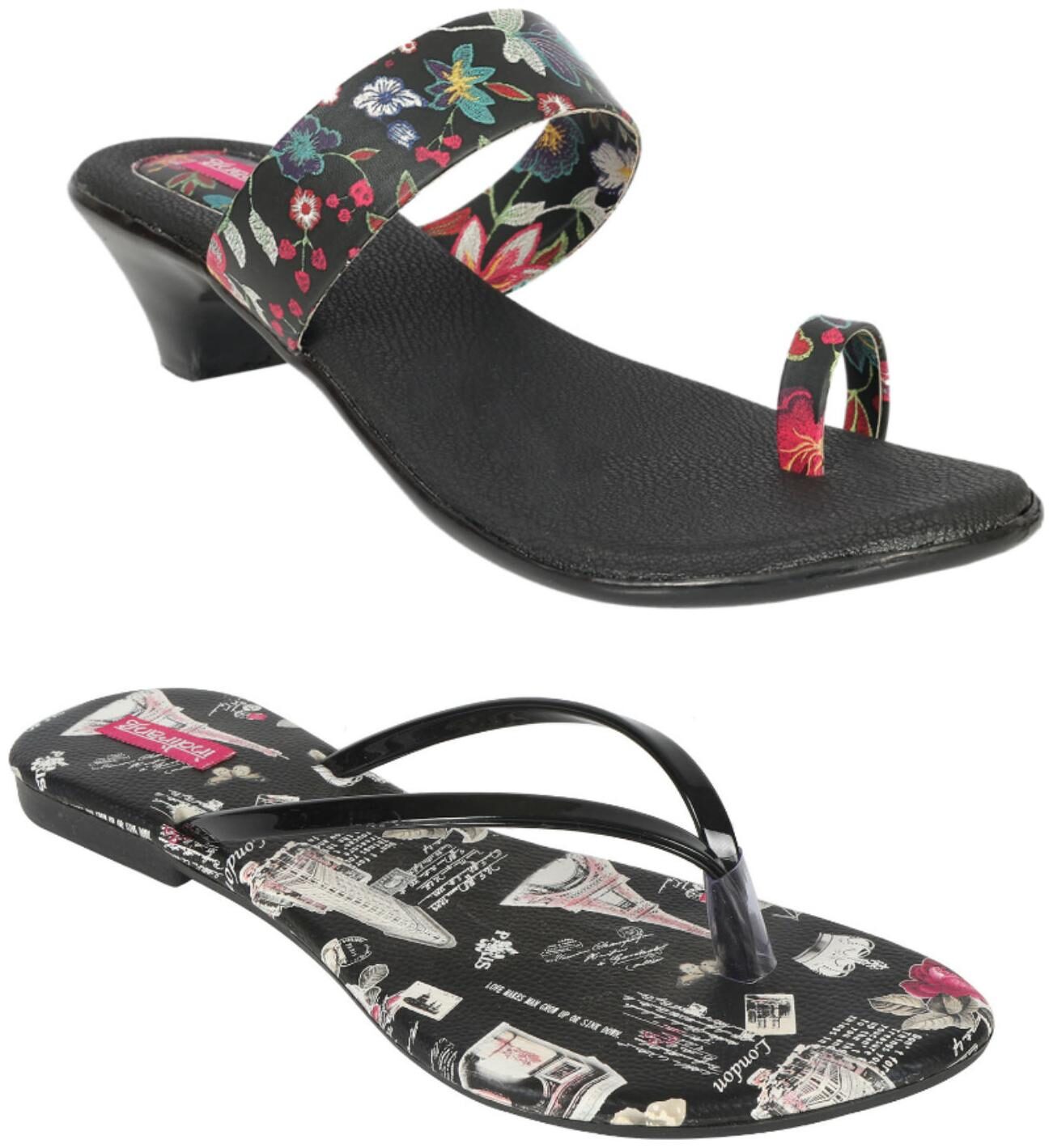 

Indirang Women Multi-Color Heeled Sandals - 2 Pair