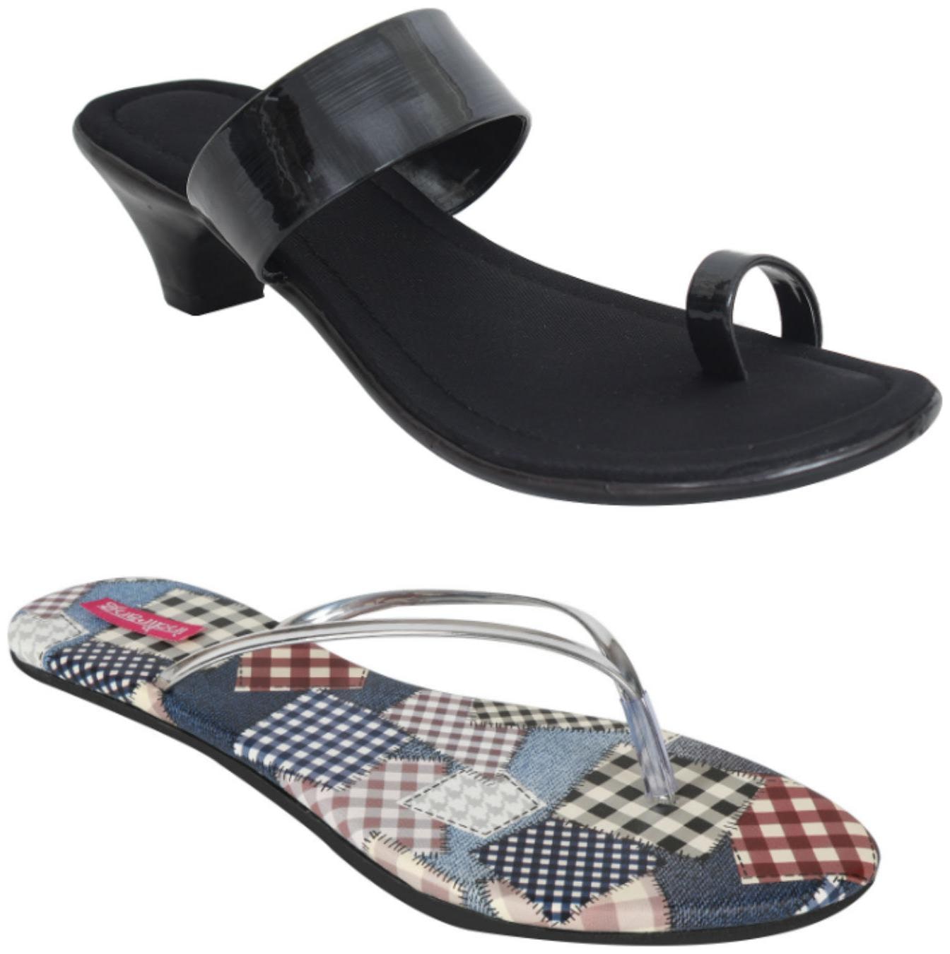

Indirang Women Multi-Color Heeled Sandals - 2 Pair