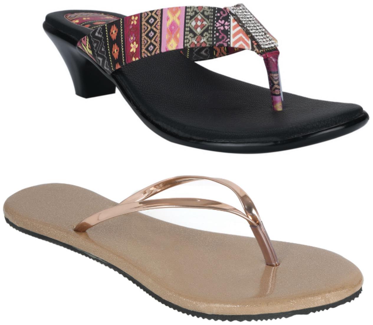

Indirang Women Multi-Color Heeled Sandals - 2 Pair