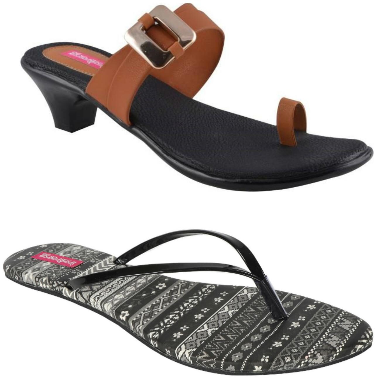 

Indirang Women Multi-Color Heeled Sandals - 2 Pair