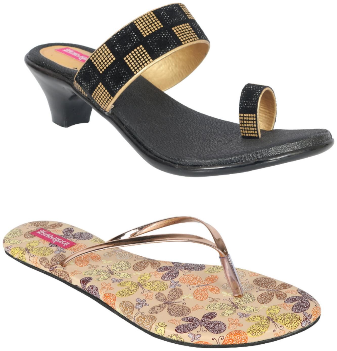 

Indirang Women Multi-Color Heeled Sandals - 2 Pair