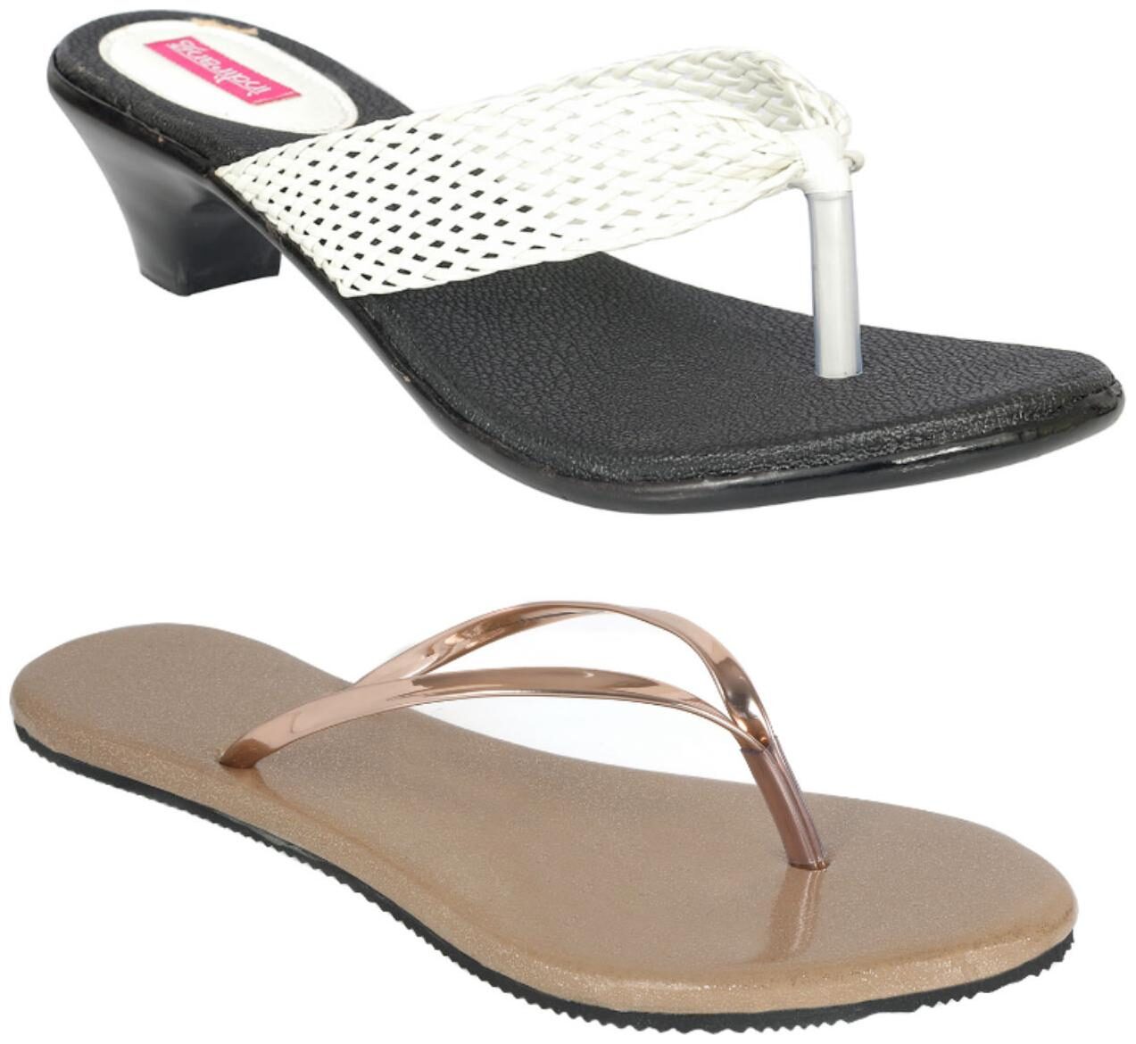 

Indirang Women Multi-Color Heeled Sandals - 2 Pair