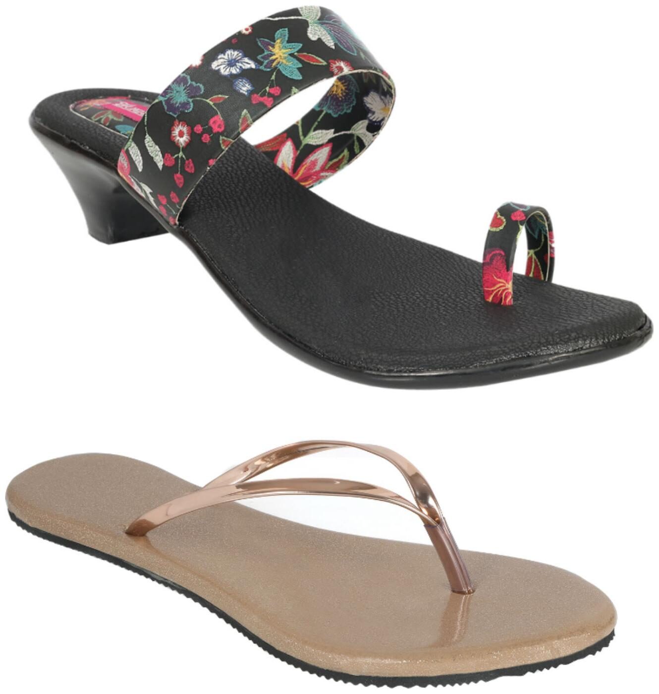 

Indirang Women Multi-Color Heeled Sandals - 2 Pair