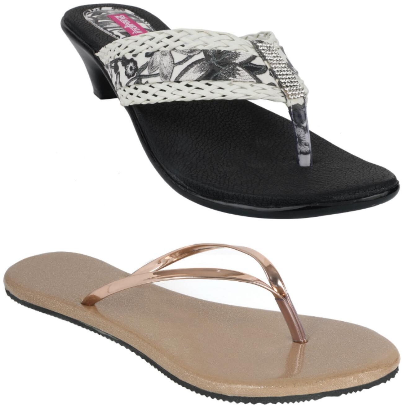 

Indirang Women Multi-Color Heeled Sandals - 2 Pair