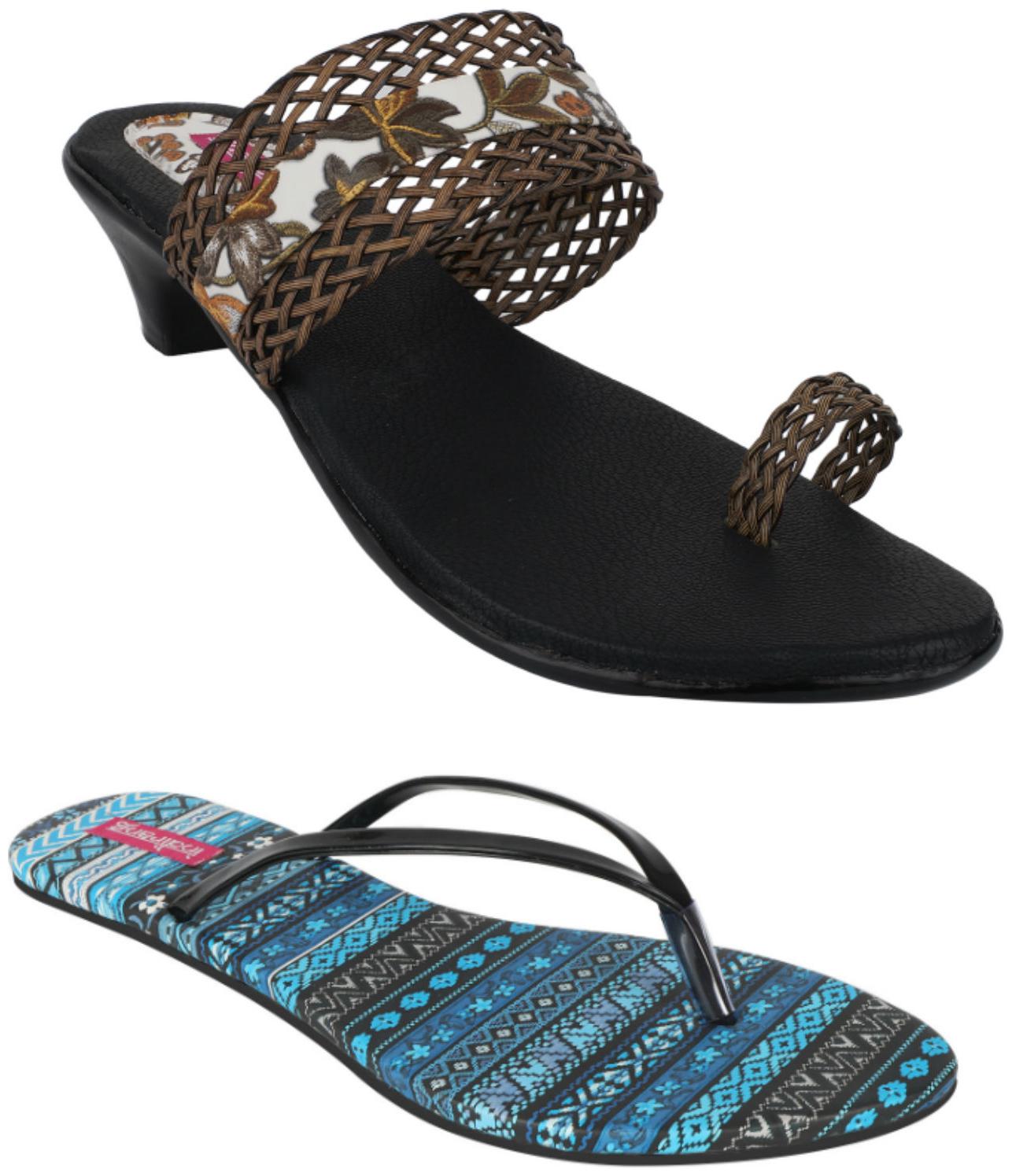 

Indirang Women Multi-Color Heeled Sandals - 2 Pair