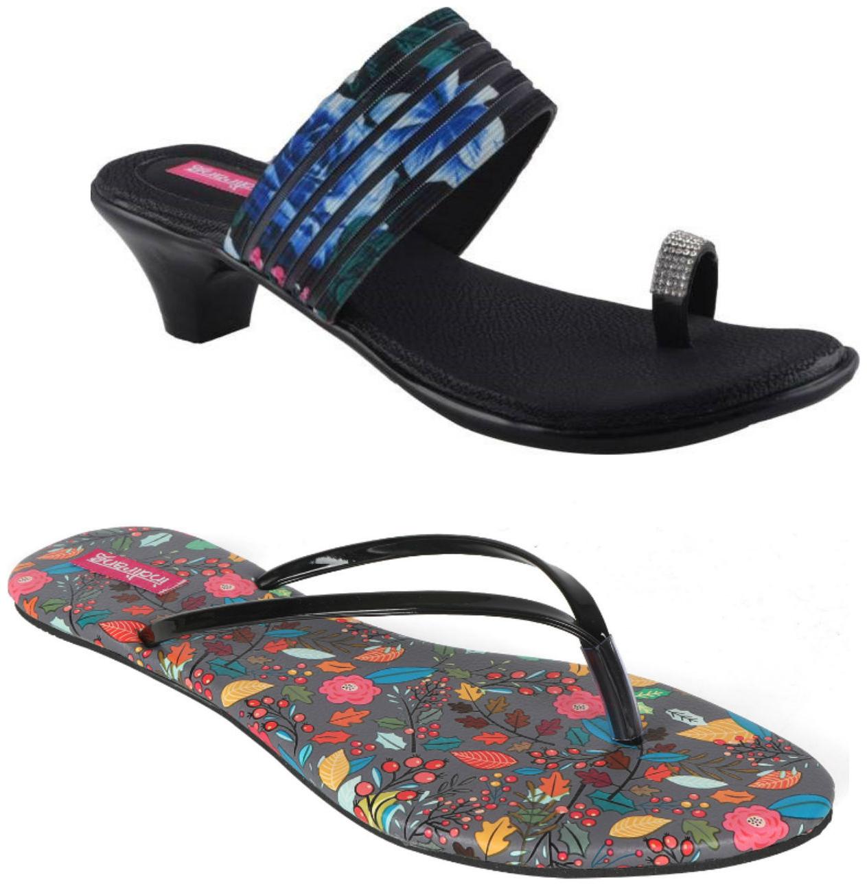

Indirang Women Multi-Color Heeled Sandals - 2 Pair