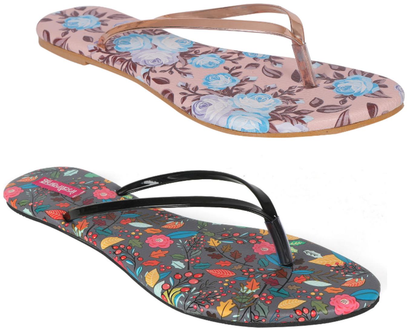 

Indirang Women s MultiColor Slippers (Pack of 2)