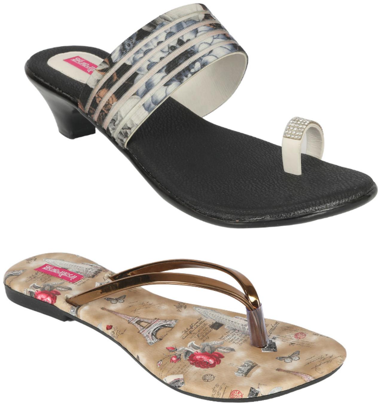 

Indirang Women Multi-Color Heeled Sandals - 2 Pair