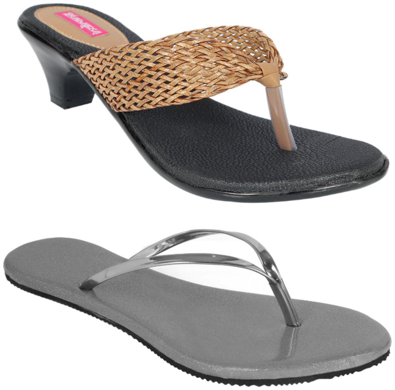 

Indirang Women Multi-Color Heeled Sandals - 2 Pair
