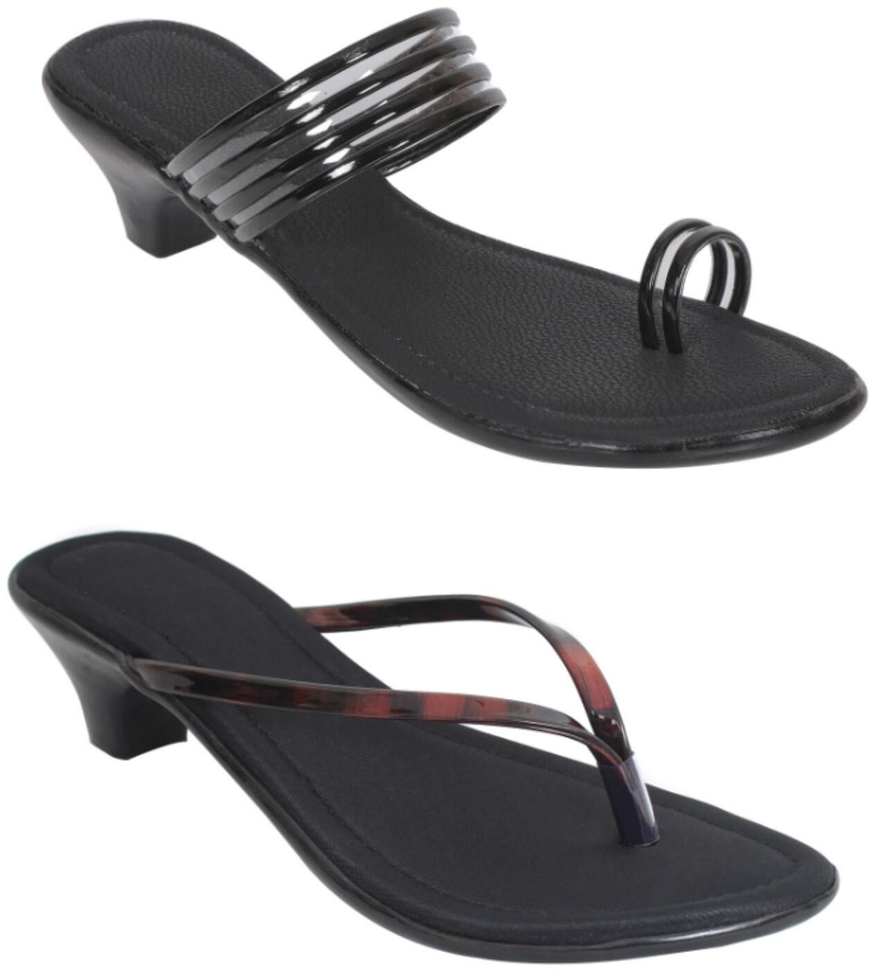 

Indirang Women Black Heeled Sandals - 2 Pair