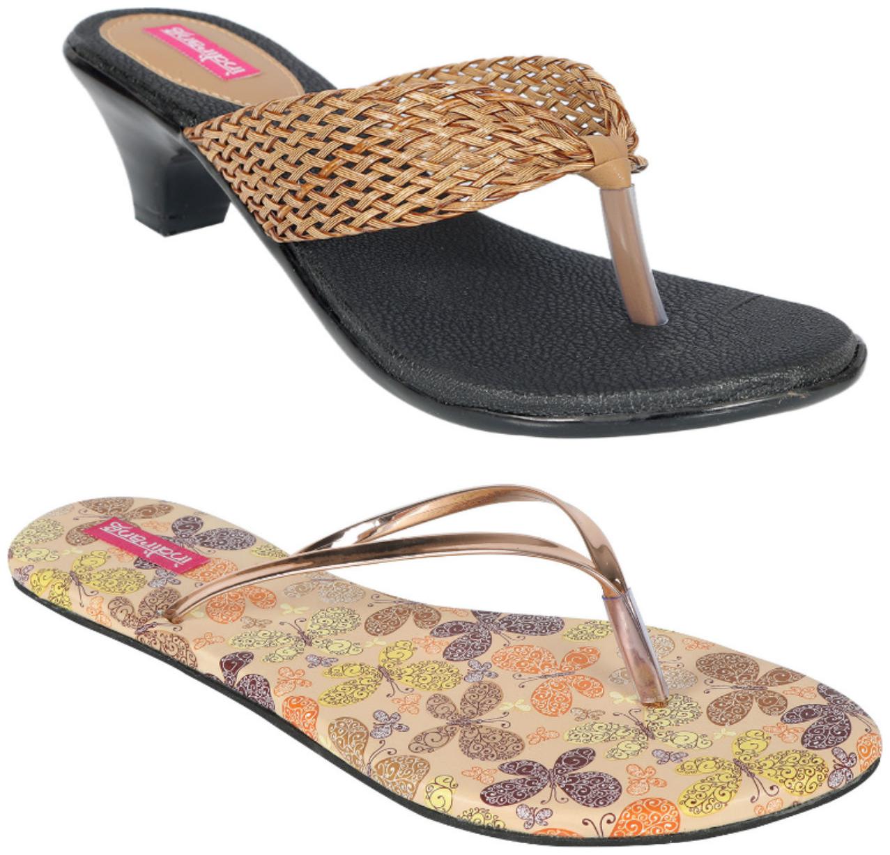 

Indirang Women Multi-Color Heeled Sandals - 2 Pair