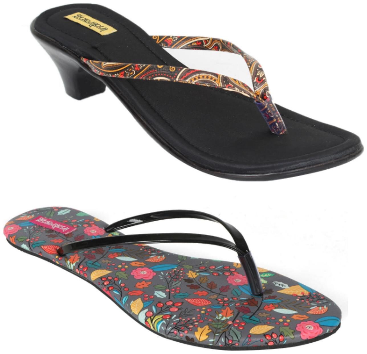 

Indirang Women Multi-Color Heeled Sandals - 2 Pair